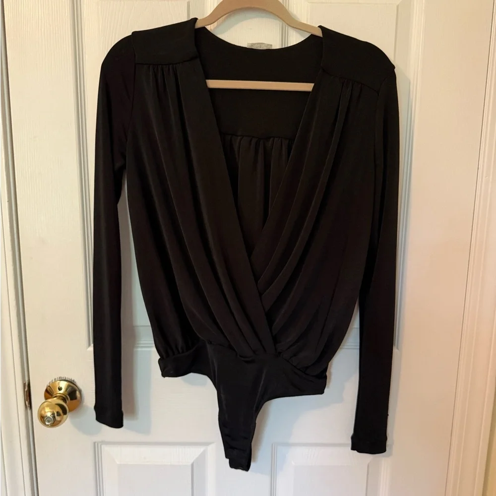 Free People Women’s Black Silky Bodysuit